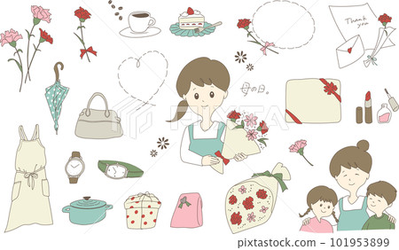 Mother's day cute illustration set Mother's day cute illustration set 101953899