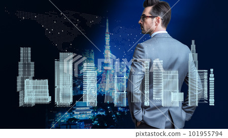 Successful business leader in digital world, DX cyber security, internet safety image Successful business leader in digital world, DX cyber security, internet safety image 101955794