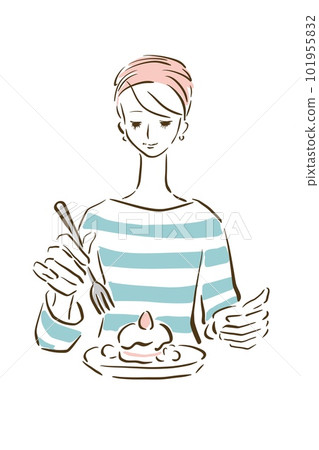 Parisienne girl fashionable illustration sweets cake 101955832