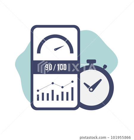 Optimize website performance with Core Web Vitals - vector icon depicting growing chart, indicator, and timer for better search engine rankings and good user experience 101955866