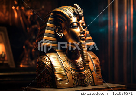 Egyptian Sphinx statue on a black background. Generative AI Egyptian Sphinx statue on a black background. Generative AI 101956571