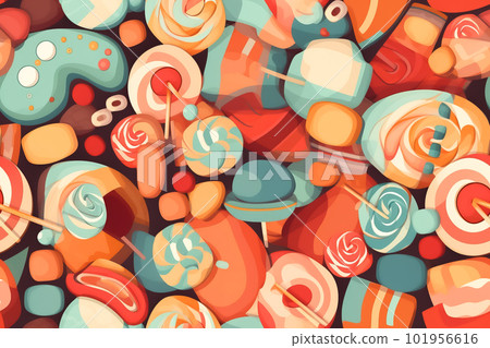 tile. seamless background. Colorful candies. Generative AI tile. seamless background. Colorful candies. Generative AI 101956616
