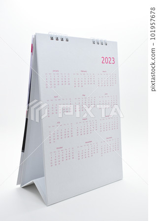 white calendar 2023 on white background 101957678