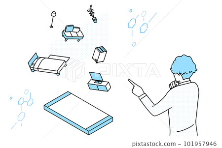 Image of DX, a man using an app that arranges furniture in AR Image of DX, a man using an app that arranges furniture in AR 101957946