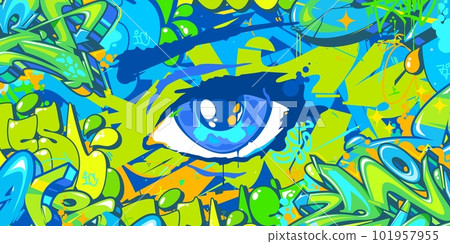 Trendy Abstract Urban Colorful Neon Futuristic Street Art Graffiti Style Background With An Big Eye Vector Illustration Trendy Abstract Urban Colorful Neon Futuristic Street Art Graffiti Style Background With An Big Eye Vector Illustration 101957955