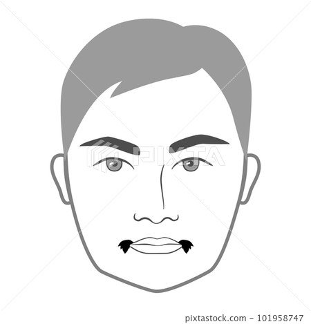 Cantinflas mustache Beard style men face illustration Facial hair. Vector grey black portrait male Fashion template 101958747