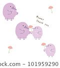 Scandinavian style, cute bird hand-drawn illustration Mother's Day carnation set with message 101959290