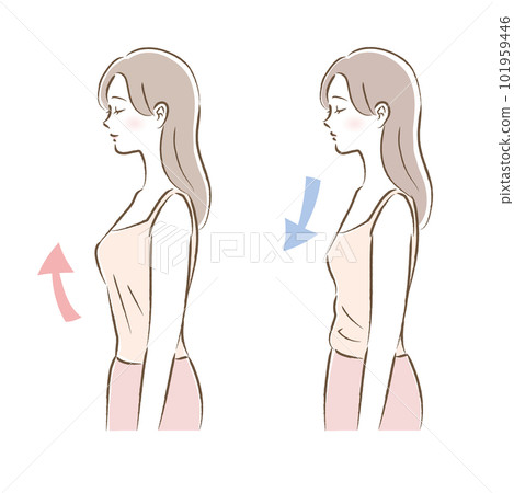 Before-after illustration of a woman wearing a camisole bra top with cups 101959446