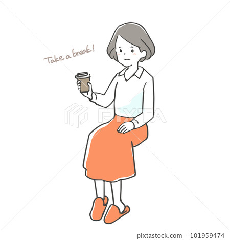 一個女人喝咖啡 一個女人喝咖啡 101959474