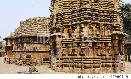 View of Megheshwar Temple, Built in Let of 12th Century A.D. By Anghabhuma, Rajaraja's Brother, Ganga Dynasty, Bhubaneshwar, Odisha, India. View of Megheshwar Temple, Built in Let of 12th Century A.D. By Anghabhuma, Rajaraja's Brother, Ganga Dynasty, Bhubaneshwar, Odisha, India. 101960149