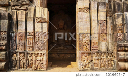 Carving on the Main Entrance of Ratnagiri Buddhist Monastery, Odisha, India. Carving on the Main Entrance of Ratnagiri Buddhist Monastery, Odisha, India. 101960347