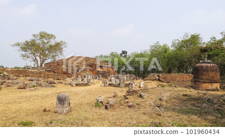 View of Ruined Stupa of Ratnagiri Buddhist Monastery, Odisha, India. View of Ruined Stupa of Ratnagiri Buddhist Monastery, Odisha, India. 101960434