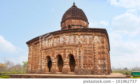 View of Jor Mandir Temples is a Complex of three Temples, built By King Gopal Singh in 1726, Bishnupur, West Bengal, India. View of Jor Mandir Temples is a Complex of three Temples, built By King Gopal Singh in 1726, Bishnupur, West Bengal, India. 101962737