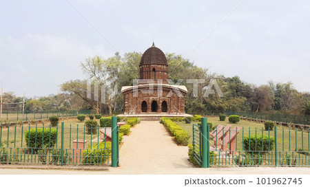 View of Nandalal Temple one of Jor-mandir Group of Temples is one of the Seven Ek Ratna Style Temples, Bishnupur, West Bengal, India. View of Nandalal Temple one of Jor-mandir Group of Temples is one of the Seven Ek Ratna Style Temples, Bishnupur, West Bengal, India. 101962745