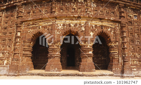 Red Brick Temple of Nandalal with Carvings on it, Bishnupur, West Bengal, India. 101962747