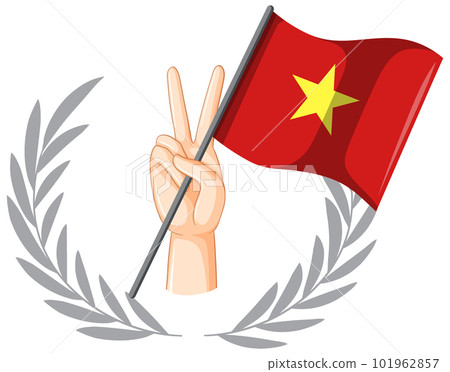 Vietnam flag with peace hand 101962857