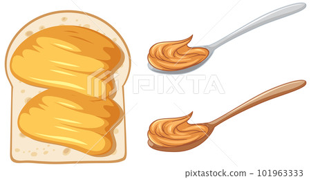 Bread with butter in cartoon style Bread with butter in cartoon style 101963333