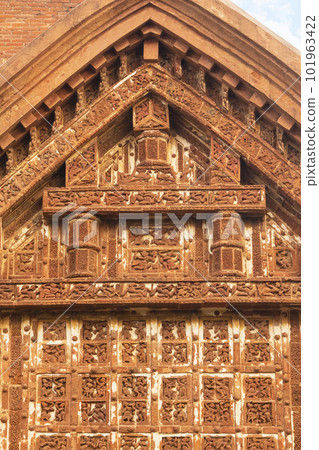 Ancient Carvings on the Temple of Jor Bangla, Bishnupur, West Bengal, India. Ancient Carvings on the Temple of Jor Bangla, Bishnupur, West Bengal, India. 101963422