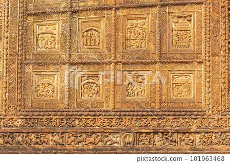 Exterior Carving of Jor Bangla Temple, Bishnupur, West Bengal, India. Exterior Carving of Jor Bangla Temple, Bishnupur, West Bengal, India. 101963468