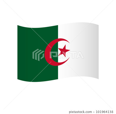 Algeria flag - simple wavy vector icon with shading. 101964138