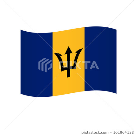 Barbados flag - simple wavy vector icon with shading. Barbados flag - simple wavy vector icon with shading. 101964158