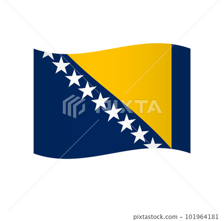 Bosnia and Herzegovina flag - simple wavy vector icon with shading. Bosnia and Herzegovina flag - simple wavy vector icon with shading. 101964181