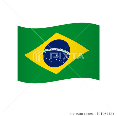 Brazil flag - simple wavy vector icon with shading. Brazil flag - simple wavy vector icon with shading. 101964183