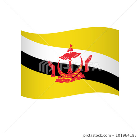 Brunei flag - simple wavy vector icon with shading. 101964185