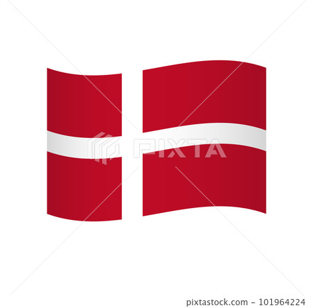 Denmark flag - simple wavy vector icon with shading. 101964224