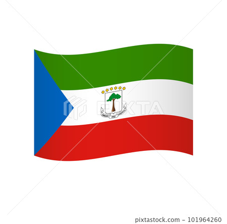 Equatorial Guinea flag - simple wavy vector icon with shading. Equatorial Guinea flag - simple wavy vector icon with shading. 101964260
