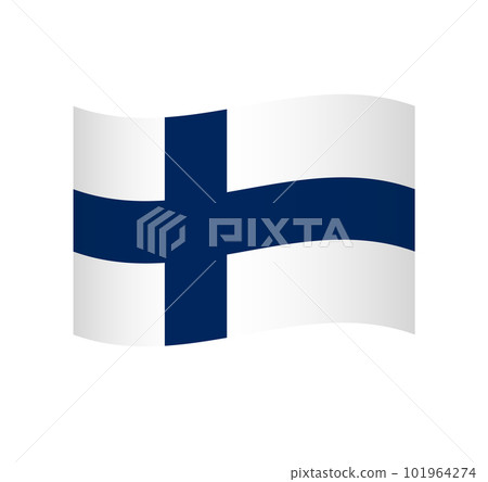 Finland flag - simple wavy vector icon with shading. Finland flag - simple wavy vector icon with shading. 101964274