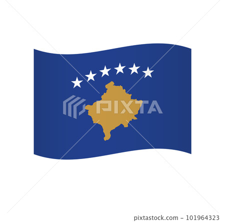 Kosovo flag - simple wavy vector icon with shading. Kosovo flag - simple wavy vector icon with shading. 101964323