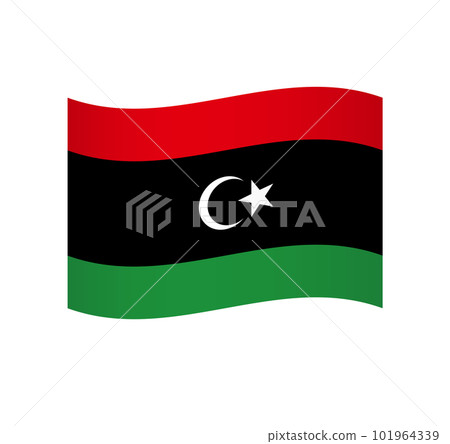 Libya flag - simple wavy vector icon with shading. 101964339