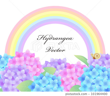 Hydrangea and rainbow background illustration material vector Rainy season June Hydrangea and rainbow background illustration material vector Rainy season June 101964400