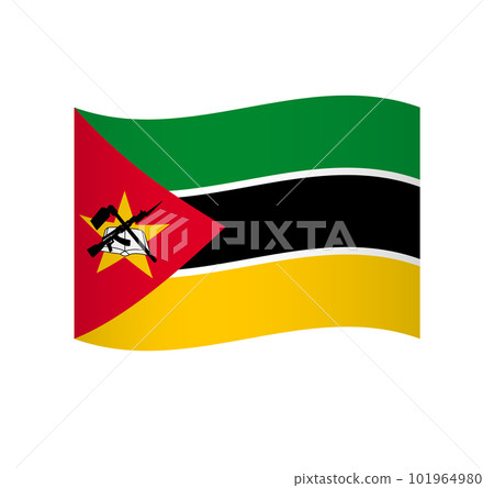 Mozambique flag - simple wavy vector icon with shading. 101964980