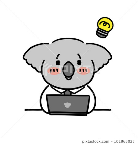 A koala office worker who flashes while working on a PC A koala office worker who flashes while working on a PC 101965025