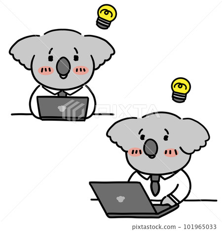 在電腦上工作的考拉上班族 101965033