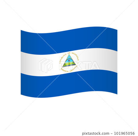 Nicaragua flag - simple wavy vector icon with shading. Nicaragua flag - simple wavy vector icon with shading. 101965056