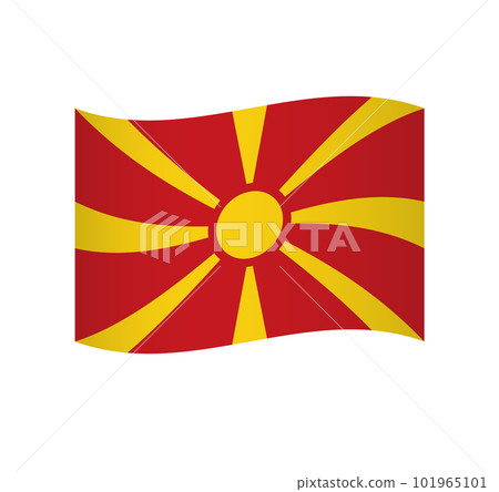 North Macedonia flag - simple wavy vector icon with shading. 101965101