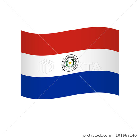 Paraguay flag - simple wavy vector icon with shading. 101965140