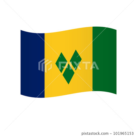 Saint Vincent and the Grenadines flag - simple wavy vector icon with shading. Saint Vincent and the Grenadines flag - simple wavy vector icon with shading. 101965153