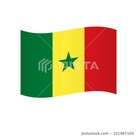 Senegal flag - simple wavy vector icon with shading. 101965169