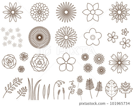 Plant material set (4) Single color outline 101965734
