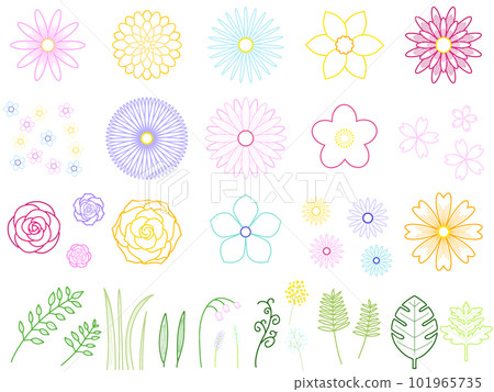 Plant material set ⑤ Colorful outline 101965735