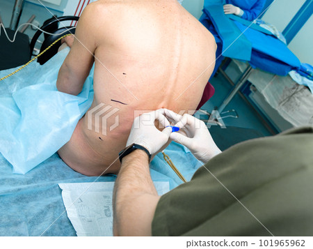 Spinal anesthesia in preparation for surgery. 101965962