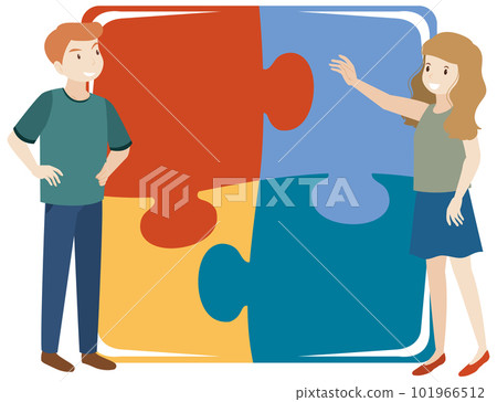 Couple with jigsaw pieces Couple with jigsaw pieces 101966512