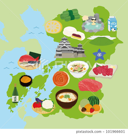 Kumamoto prefecture specialty illustration set Kumamoto prefecture specialty illustration set 101966601