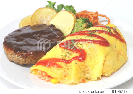 Omurice & hamburger (one plate) Omurice & hamburger (one plate) 101967151