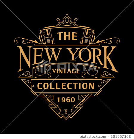 Vintage art deco badge logo design illustration vector 101967368