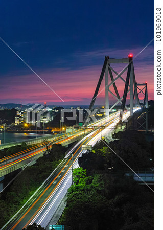 福岡/山口縣/關門大橋的夜景和美麗的光路（和久里公園/目狩公園） 101969018